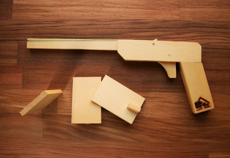【阿拉斯加扁柏】DIY橡皮筋玩具枪&射击标靶(3入) - 木工/竹艺/纸艺 - 木头 咖啡色
