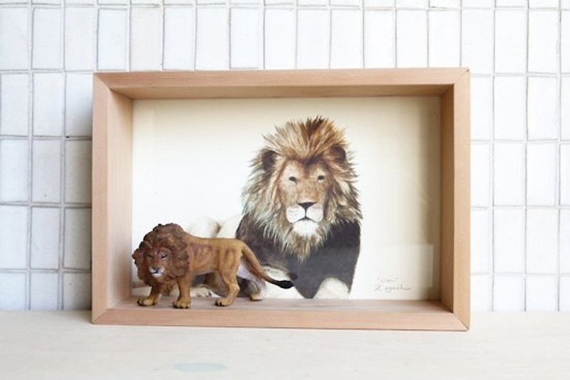 画,动物 AnimalPaintingCollection 框饰--狮子/大长方 - 摆饰 - 其他材质 卡其色