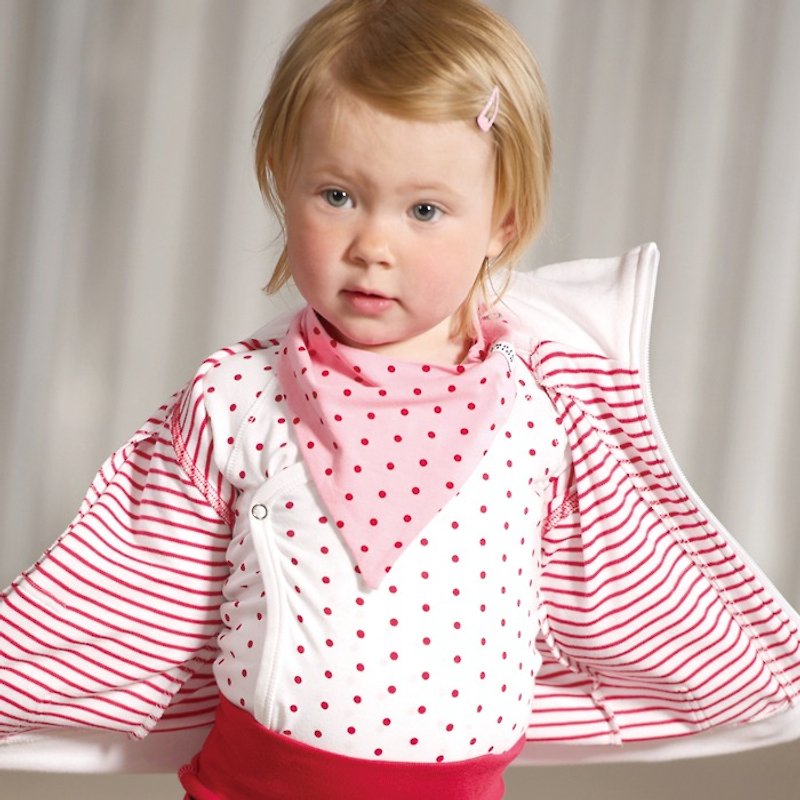 【北欧童装】有机棉婴儿围兜口水领巾 弥月礼粉色点点 - 满月礼盒 - 棉．麻 粉红色