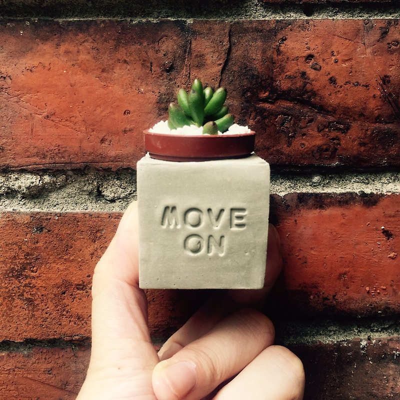 Move On ~!! （甩开过去, 迎向未来）多肉磁铁盆栽 - 植栽/盆栽 - 水泥 灰色