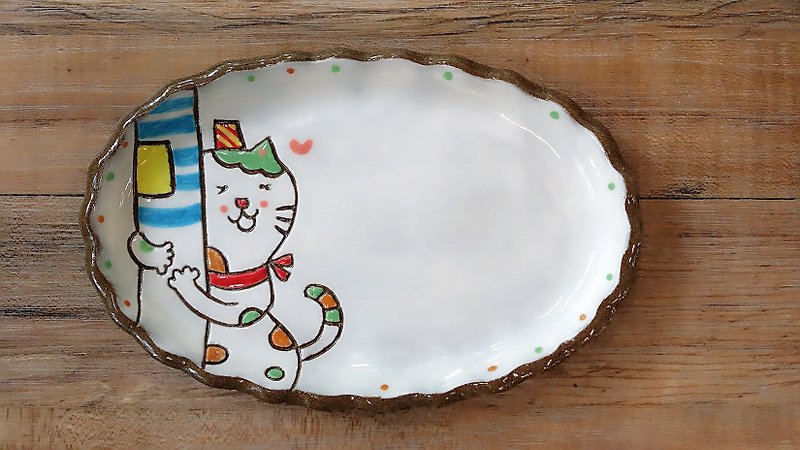 【造型盘】猫咪小王子─偷偷看着你 - 花瓶/陶器 - 陶 