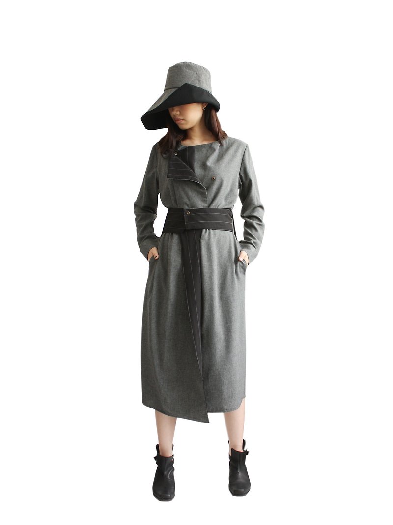 灰色外套式洋装 - 女装休闲/机能外套 - 其他材质 灰色