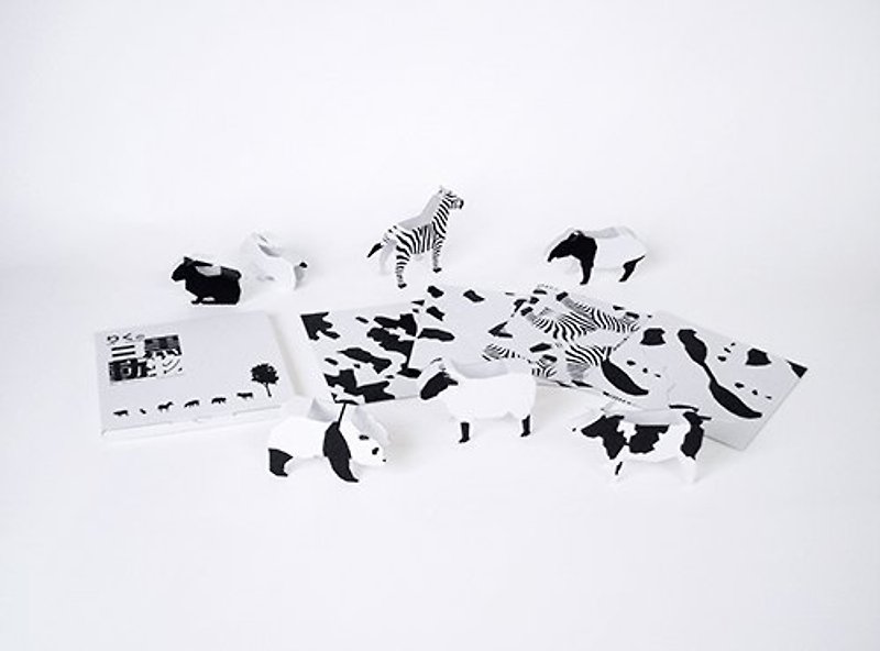 黑白动物  （陆地） - 木工/竹艺/纸艺 - 纸 黑色