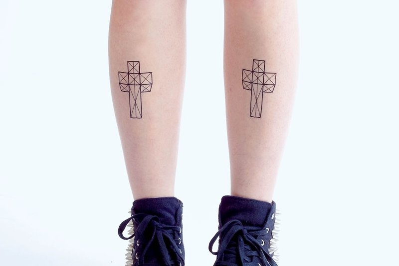 Surprise Tattoos / Symbol cross 十字符号 刺青 纹身贴纸 - 纹身贴 - 纸 黑色