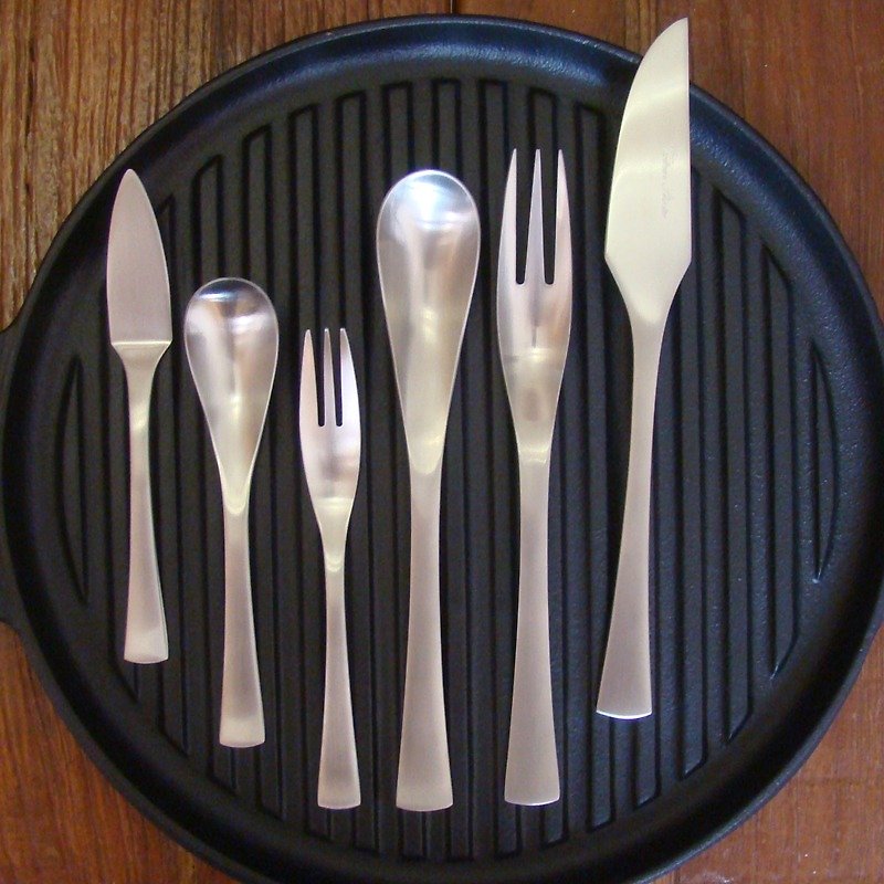 【日本Shinko】日本制 Good Design 奖-爱丁堡系列 餐具礼盒-6件组 - 餐刀/叉/匙组合 - 不锈钢 银色