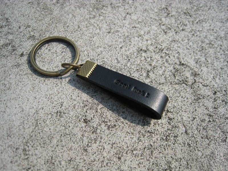 礼物/手工皮革吊饰 钥匙圈/定制烙印 F00_1 - 钥匙链/钥匙包 - 真皮 黑色