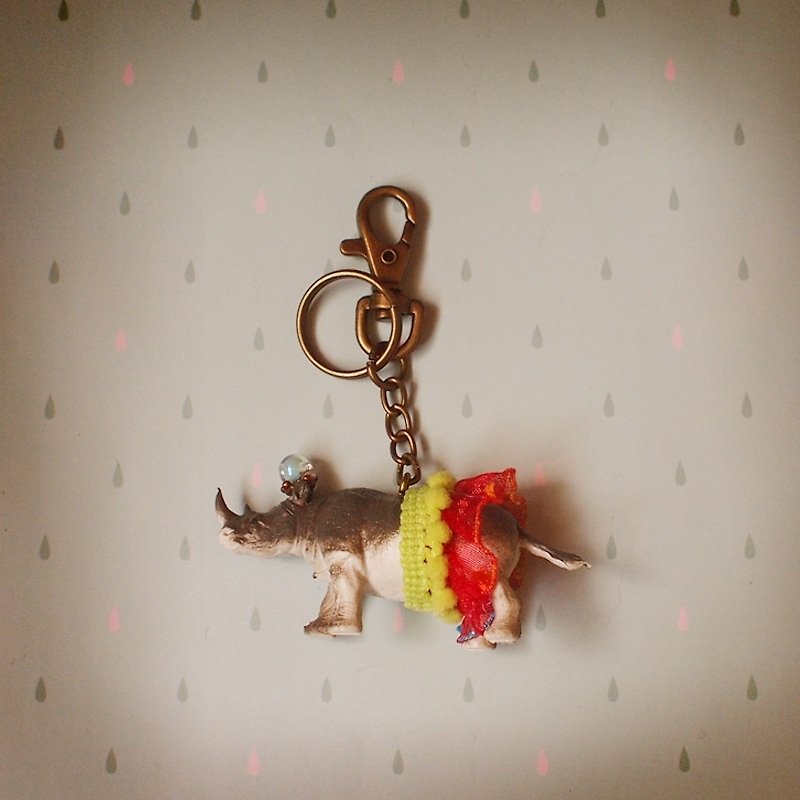 动物园 | 犀牛动物钥匙圈/摆饰 - 钥匙链/钥匙包 - 塑料 