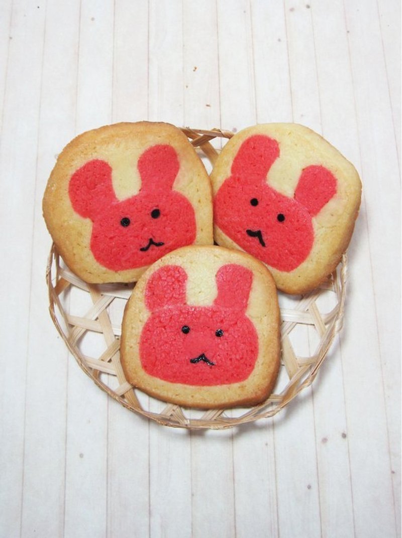 JMI 手作烘焙坊 草莓兔兔造型手工饼干(共10片 5小包) - 手工饼干 - 新鲜食材 粉红色