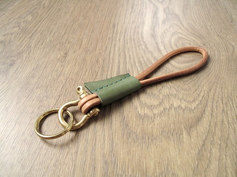 原始风的皮革气味 x皮革钥匙扣 (草绿) - 钥匙链/钥匙包 - 真皮 绿色