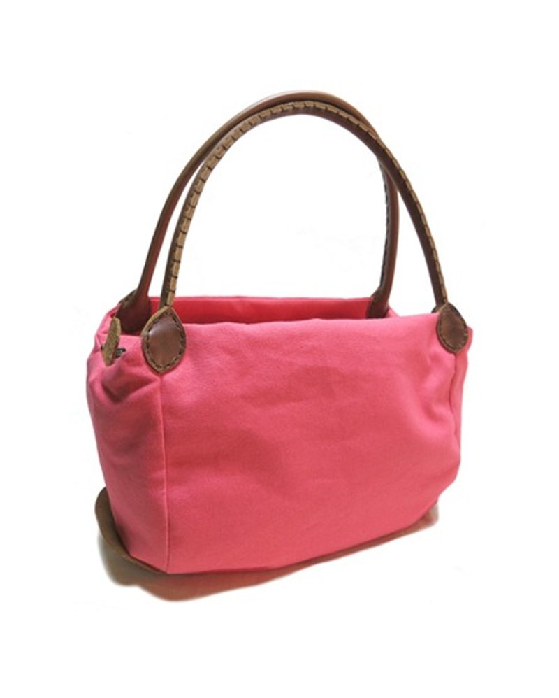 反耳手提肩背两用包  / 小款 / 粉色红 - 手提包/手提袋 - 棉．麻 粉红色