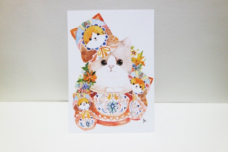 俄罗斯娃娃猫明信片 - 卡片/明信片 - 纸 