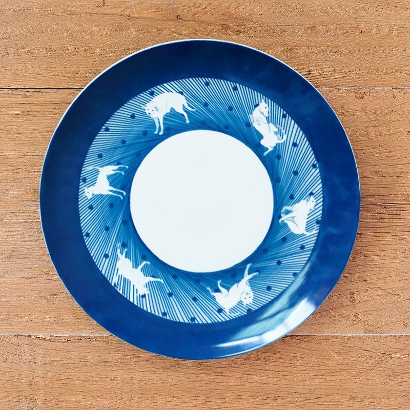犬纹盘(大) - 浅碟/小碟子 - 其他材质 蓝色