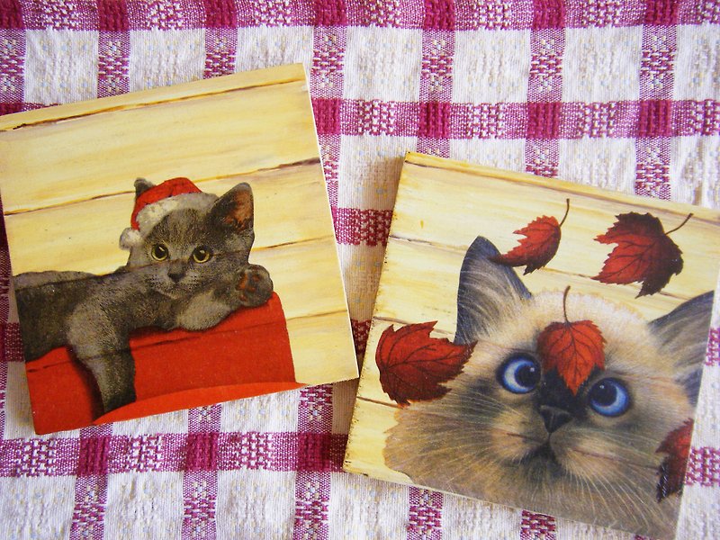 猫咪挂画-蝶古巴特 - 餐垫/桌巾 - 木头 多色