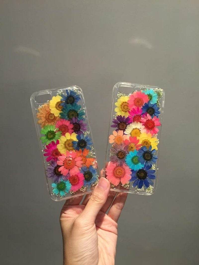 彩色菊花押花电话壳 - 手机壳/手机套 - 塑料 