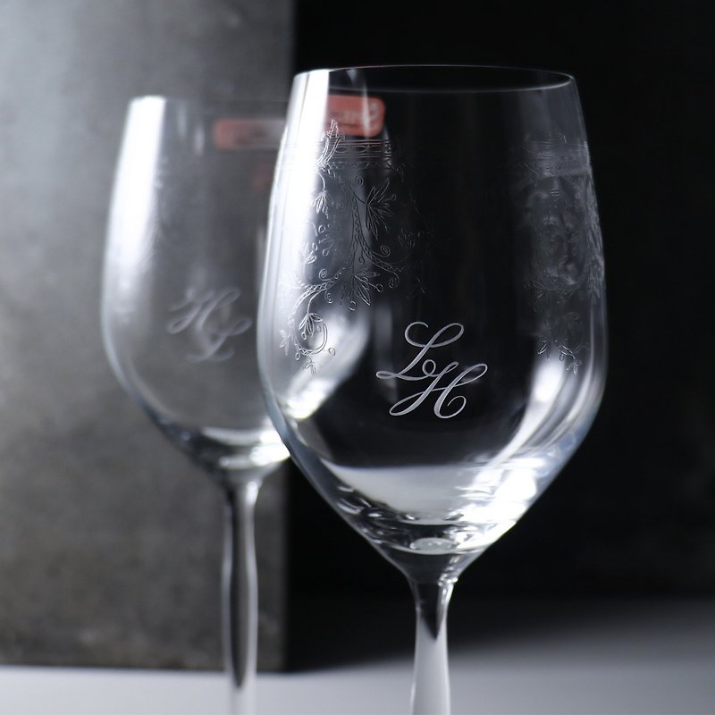 (一对价) 340cc【德国SPIEGELAU】婚礼花体字设计白金对杯 - 酒杯/酒器 - 玻璃 灰色