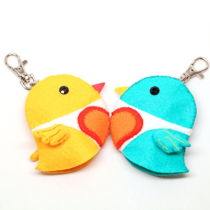 【小鸟围兜兜】情人节 双双对对同心鸟钥匙包(一对) - 钥匙链/钥匙包 - 其他材质 多色
