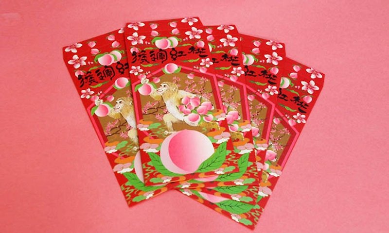 【福兽纳福】红包袋/猴运红桃(一)每包五入 - 红包/春联 - 纸 红色