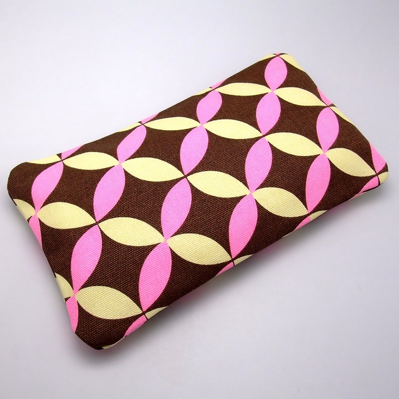 拉链收纳布包，化妆袋，笔袋，手拿包 (美丽的图案) (ZL-12) - 化妆包/杂物包 - 棉．麻 粉红色