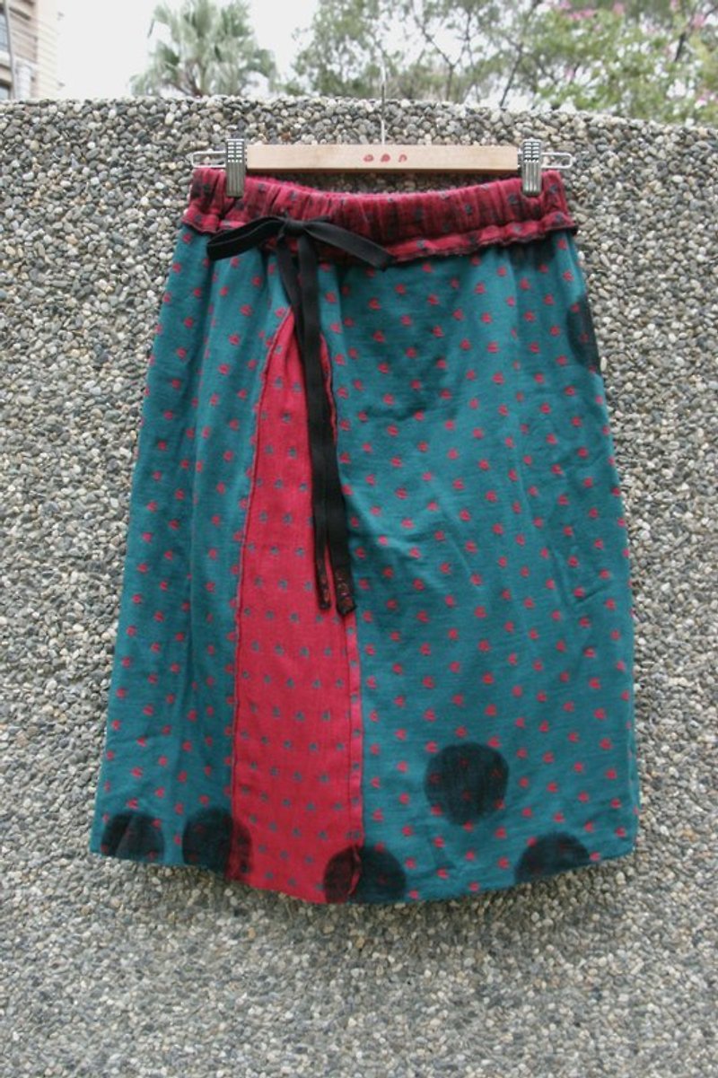g6103针织布花手绘及膝裙 - 裙子 - 其他材质 
