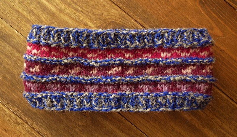 纯羊毛手工编织头带/发带 蓝紫 - 发带/发箍 - 羊毛 紫色