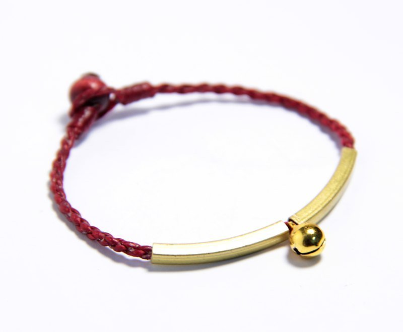 单色铜金铃 蚕丝蜡线手环 - 手链/手环 - 其他金属 红色