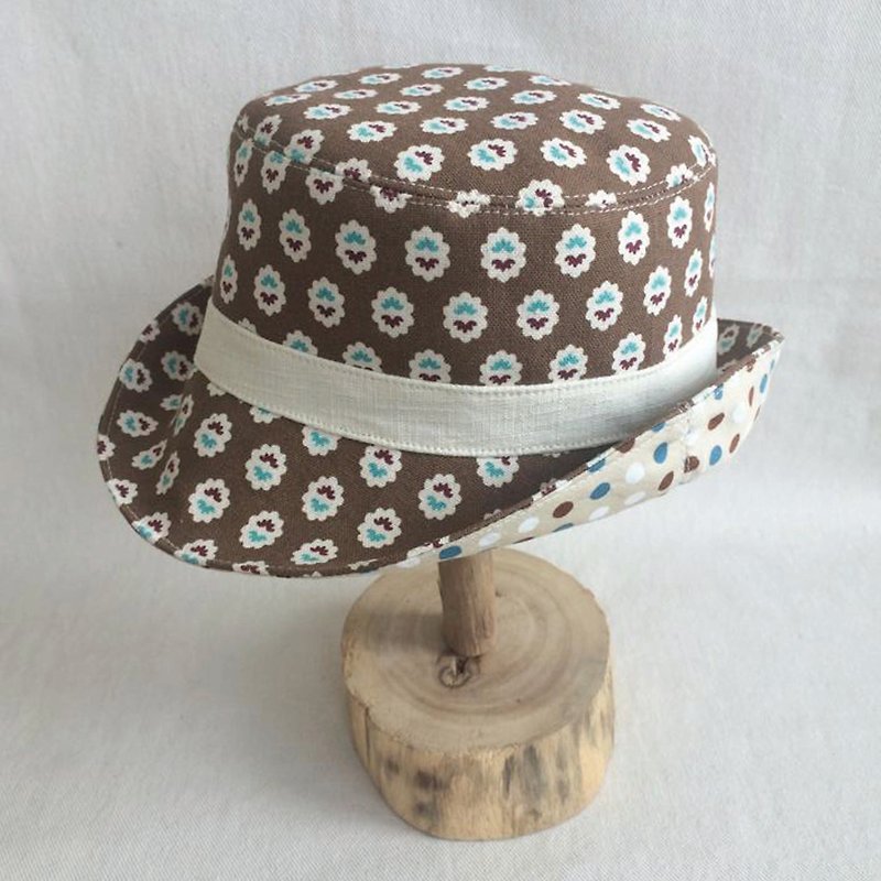 Va手工大人帽系列  日本小花性双面渔夫帽 - 帽子 - 其他材质 咖啡色