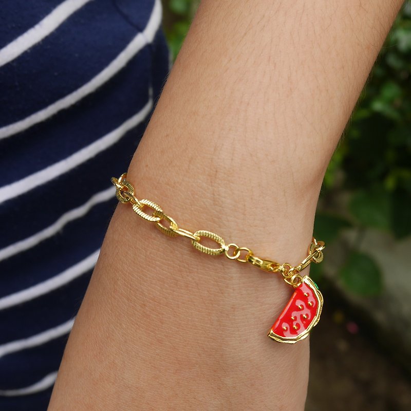 Glorikami 西瓜黄铜手链 - 手链/手环 - 其他金属 红色