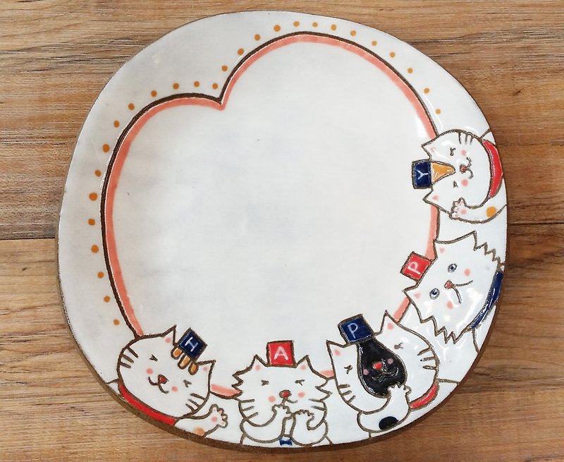 【造型盘】猫咪小王子─五个朋友 - 花瓶/陶器 - 陶 