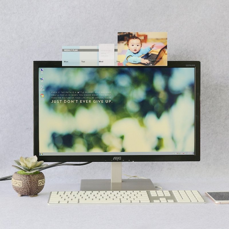 【欧士OSHI】电脑屏幕留言板-周计划蓝 办公桌收纳 开学 生日礼物 - 其他 - 塑料 蓝色