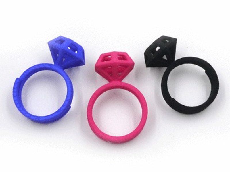 3D打印饰物戒指 - 三维打印 x Diamond Ring - 戒指 - 塑料 多色