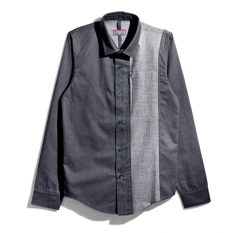 HypA Ron 灰阶拉链衬衫 * L号 - 男装衬衫 - 其他材质 灰色