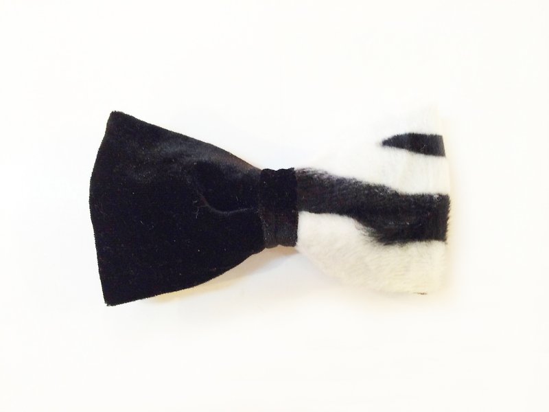 丝绒班马纹煲呔 Bowtie - 领带/领带夹 - 其他材质 黑色