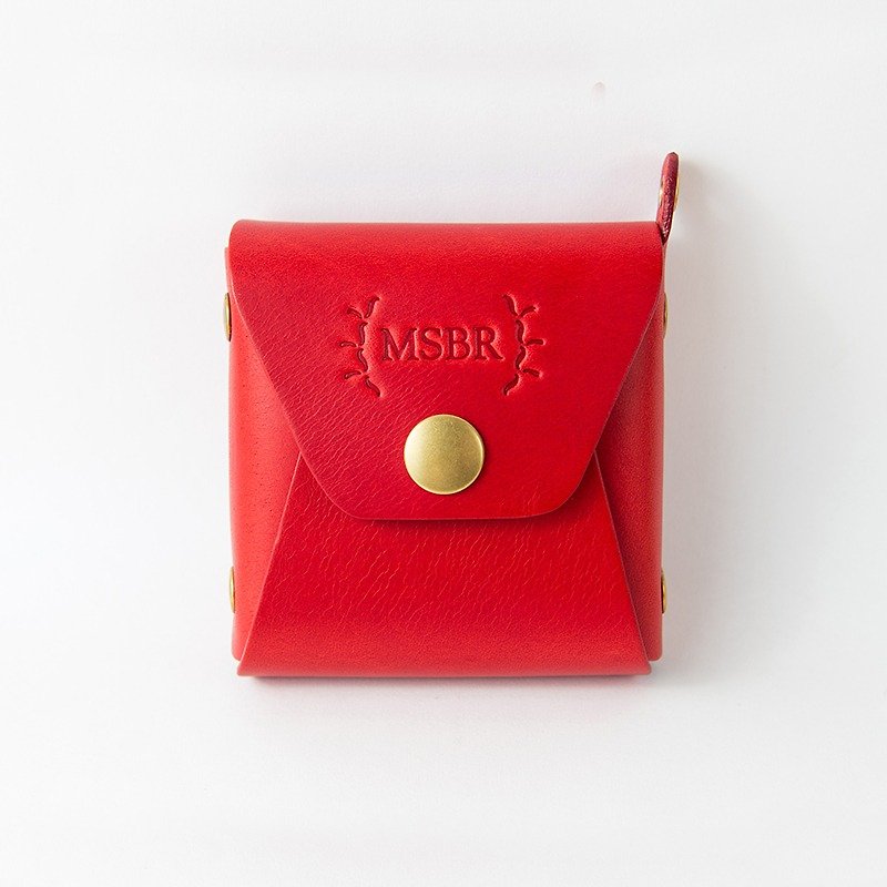 方形小物零钱包(瑰红) - 零钱包 - 真皮 红色