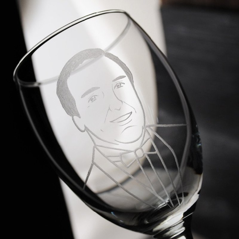 270cc【MSA肖像杯】(写实版)送给外国朋友的订制红酒杯 刻字酒杯 定制化 - 订制画像 - 玻璃 黑色