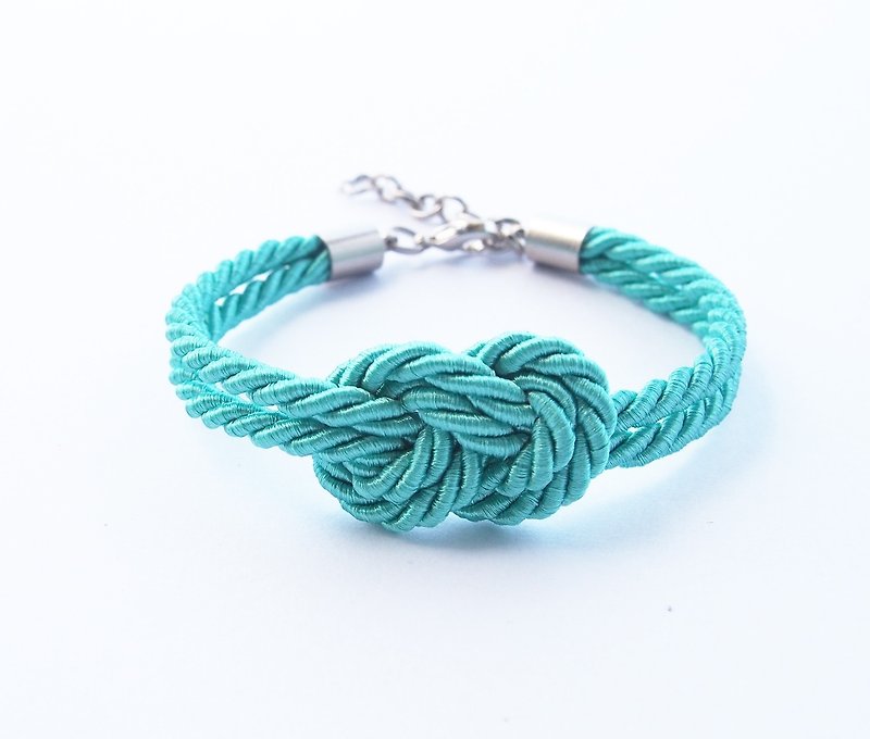 Mint infinity knot bracelet - 手链/手环 - 其他材质 绿色