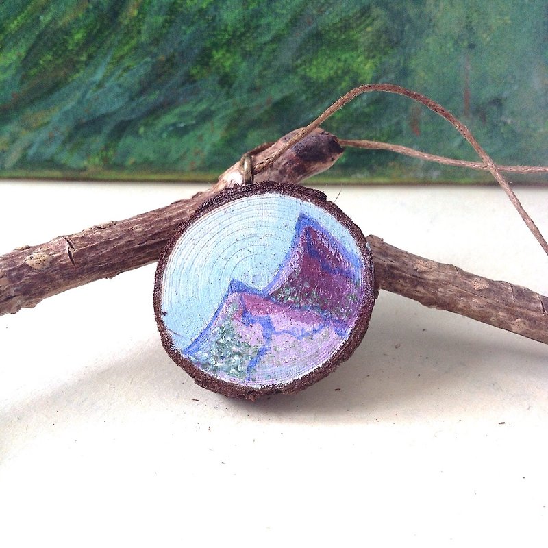 心灵小绘| 木与山系| 手绘| 项链 - 项链 - 木头 紫色