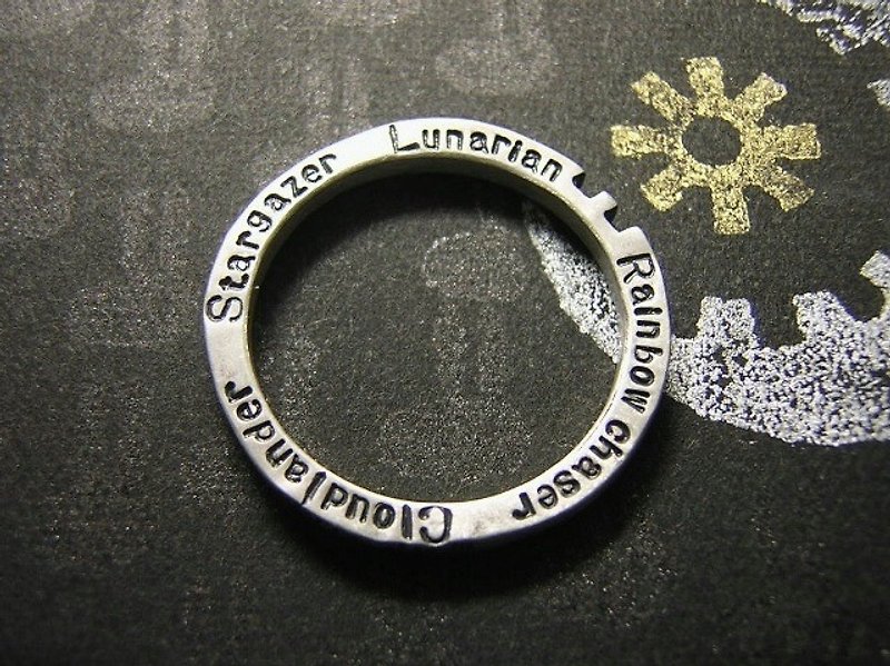 rabbitteeth ( mille-feuille ) ( engraved stamped message sterling silver jewelry ring dreamer 兔子 月 梦想家 空想家 刻印 雕刻 銀 戒指 指环 ) - 戒指 - 其他金属 