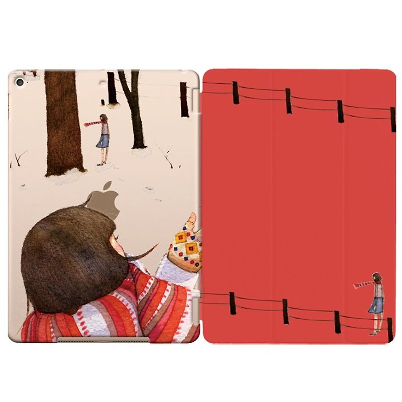 手绘爱情系列-冬天的女孩-苏力卡Zulieca Wu《 iPad / iPad Air》水晶壳＋Smart Cover（磁杆） - 平板/电脑保护壳 - 塑料 红色