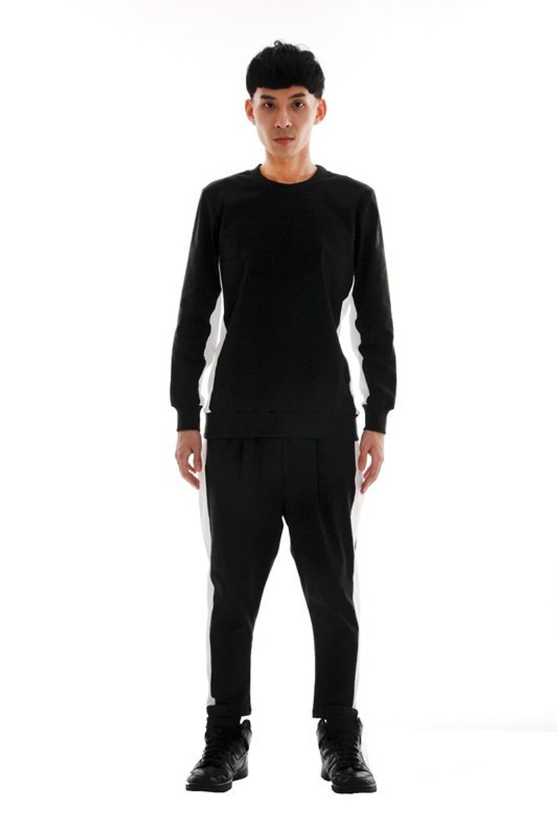Sevenfold 2013 A/W black/white (Side) splicing sport pants 黑白(侧边)剪接运动裤 - 男士长裤 - 棉．麻 黑色