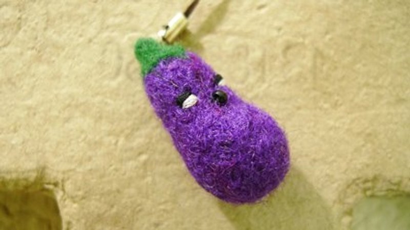 小嘟嘴茄子-羊毛毡手机吊饰 - 吊饰 - 羊毛 紫色