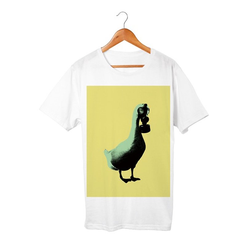 Collage Art Duck T-shirt - 中性连帽卫衣/T 恤 - 棉．麻 白色