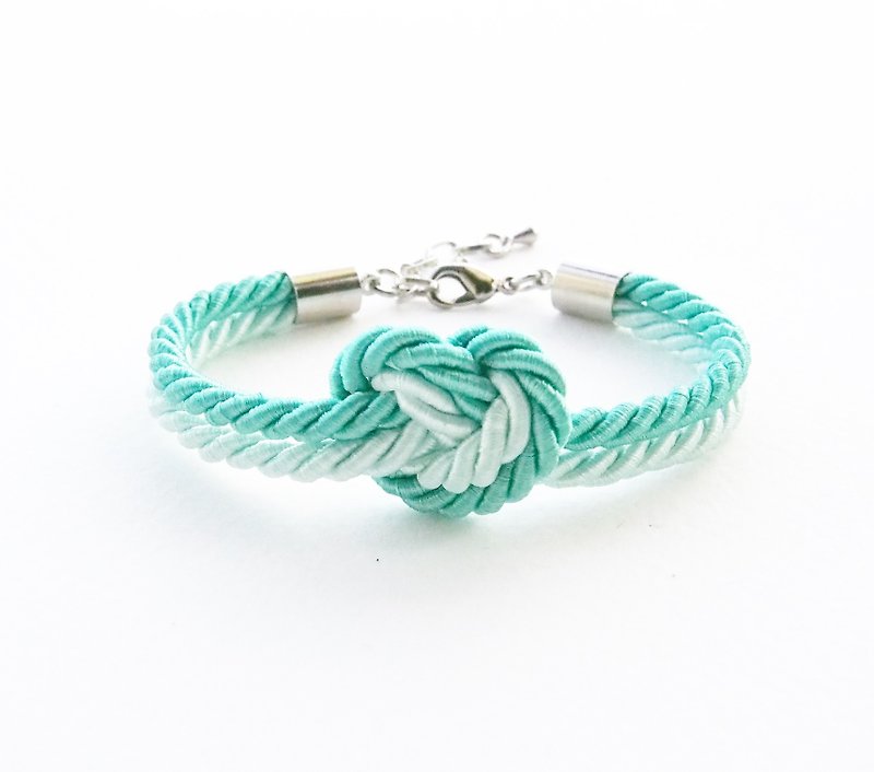 Mint / Light mint heart knot bracelet. - 手链/手环 - 其他材质 绿色