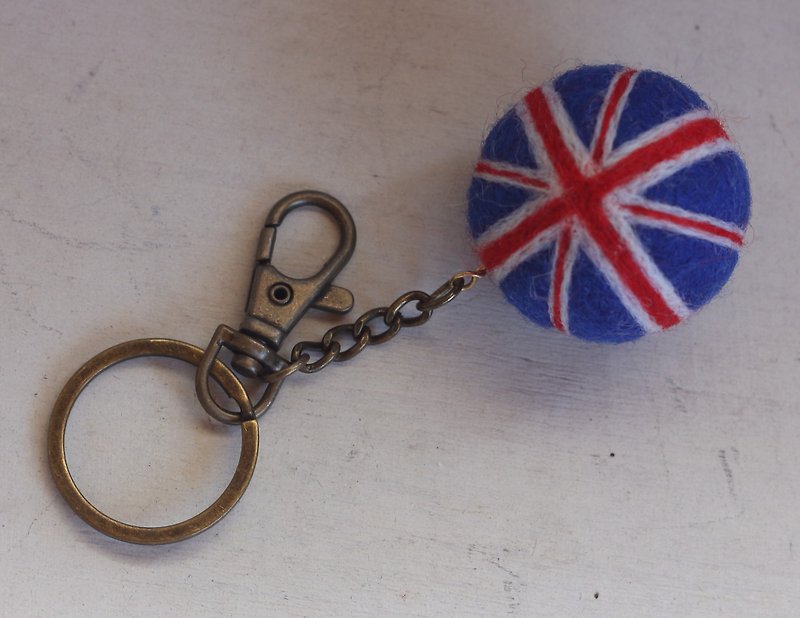 英国国旗小球钥匙圈 - 钥匙链/钥匙包 - 羊毛 蓝色