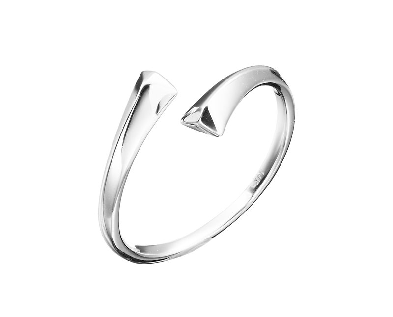 14K白金个性素戒 开口优雅戒指 简约饰品白金素戒 极简时尚金婚戒 - 对戒 - 贵金属 银色