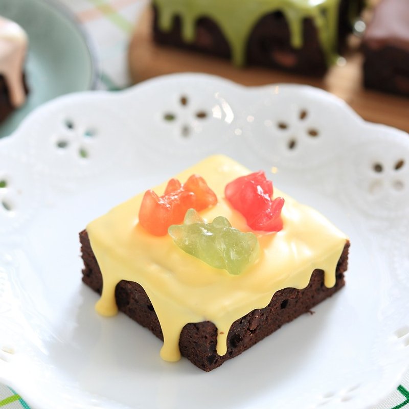 【黑熊先生巧克力布朗尼】果汁软糖布朗尼X6块 - 蛋糕/甜点 - 新鲜食材 黄色
