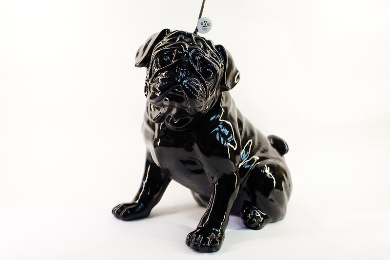 巴哥全身造型香氛蜡烛 - 限量商品 Pug Dog Full Size Candle - 蜡烛/烛台 - 蜡 黑色