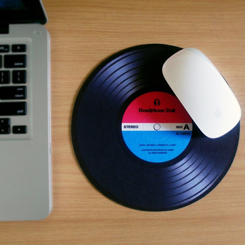 DJ黑胶唱片造型 薄型鼠标垫 交换礼物 圣诞节 生日 - 鼠标垫 - 塑料 黑色
