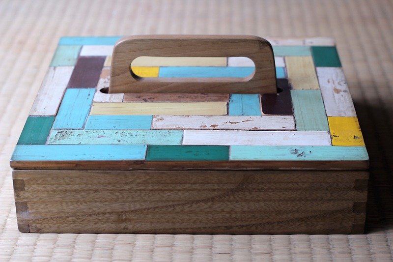 老拼贴▥大木盒 - 收纳用品 - 木头 蓝色