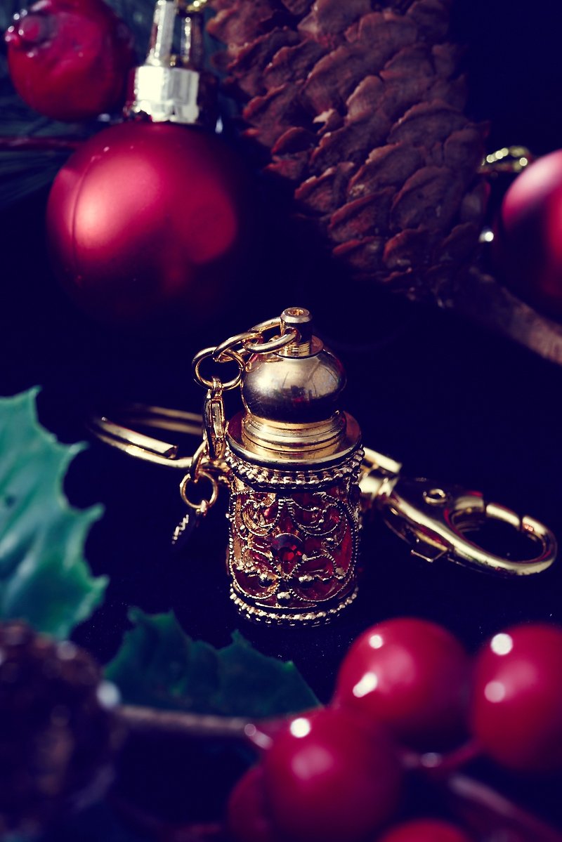 Neve Jewelry 金丝勾勒香水瓶钥匙圈 - 钥匙链/钥匙包 - 其他金属 红色