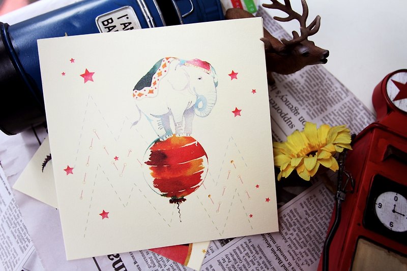 大象气球卡片---美感来自于融入生活的艺术Minervac - 卡片/明信片 - 纸 多色